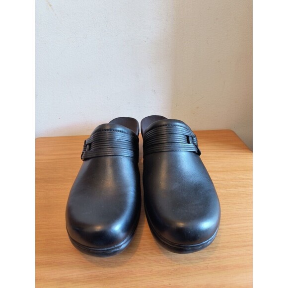 Clarks Bendables 67378 Women Black Leather Mule Clog Shoe Size 10M Pre Owned - Picture 3 of 10